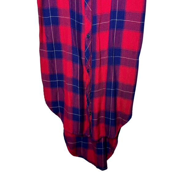 Rails Jordyn Tank Size Small Red Blue Tunic Sleeveless Button Front Side Slit - Picture 4 of 8